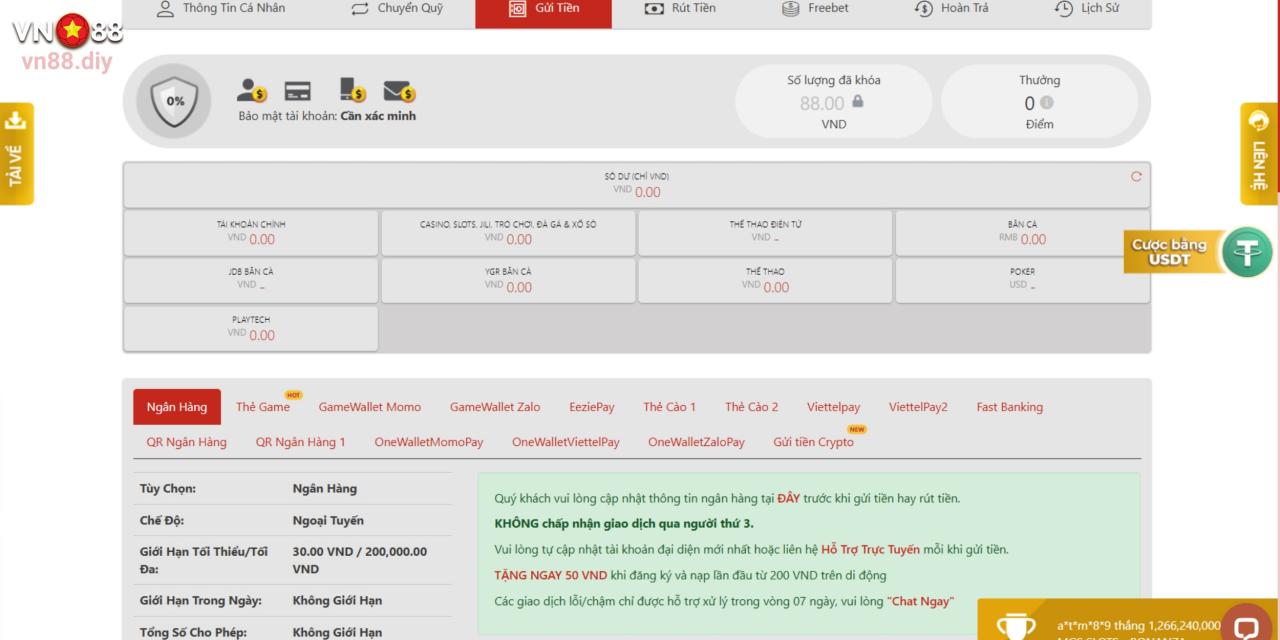 Khám phá các hình thức nạp tiền tại trang cược